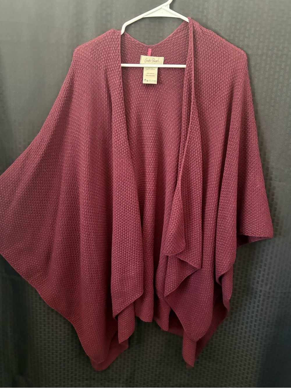 Charlie Paige Open-Front Knit Poncho - Mauve Berry